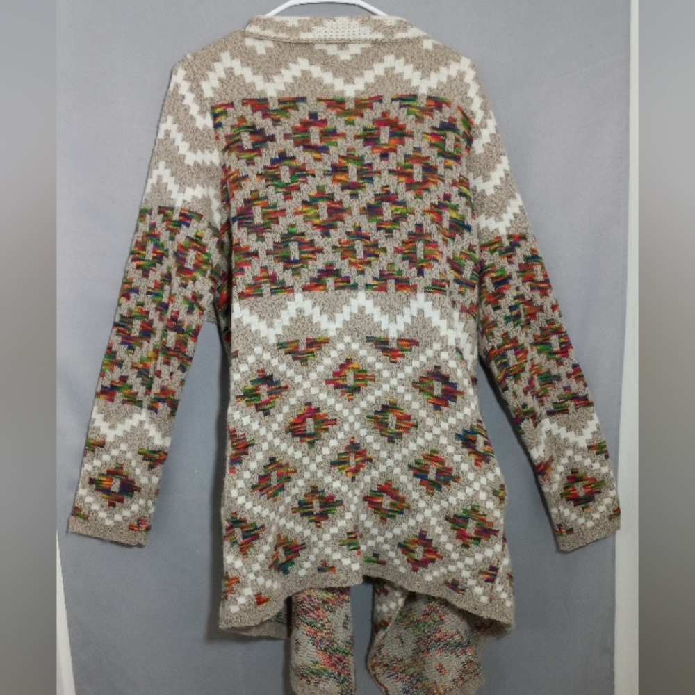 Design Lab Beige Multicolor Patterned Cardigan Size L - Picture 8 of 10